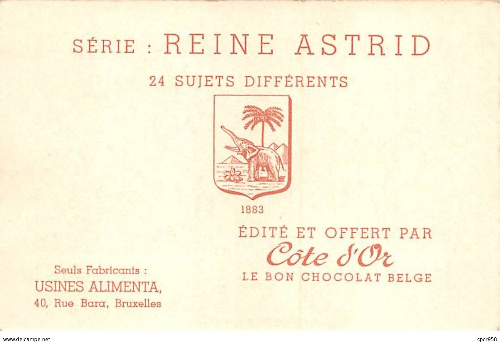 Chromos -COR11064- Chocolat Côte D'or - Reine Astrid - Princesse Joséphine-Charlotte- Prince Baudouin  - 8x12cm Env. - Côte D'Or