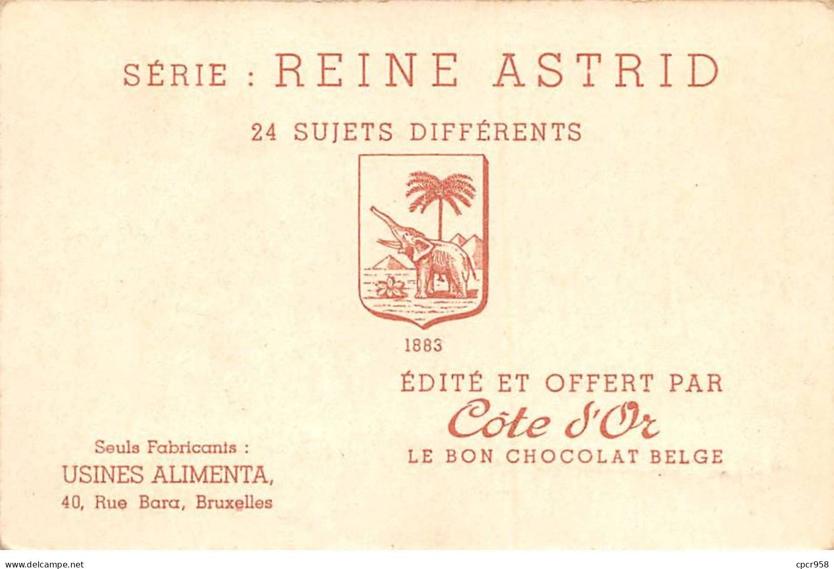 Chromos -COR11056- Chocolat Côte D'or - Reine Astrid - Roi- Inauguration Des Sections Belges- Fleurs - 8x12cm Env. - Côte D'Or