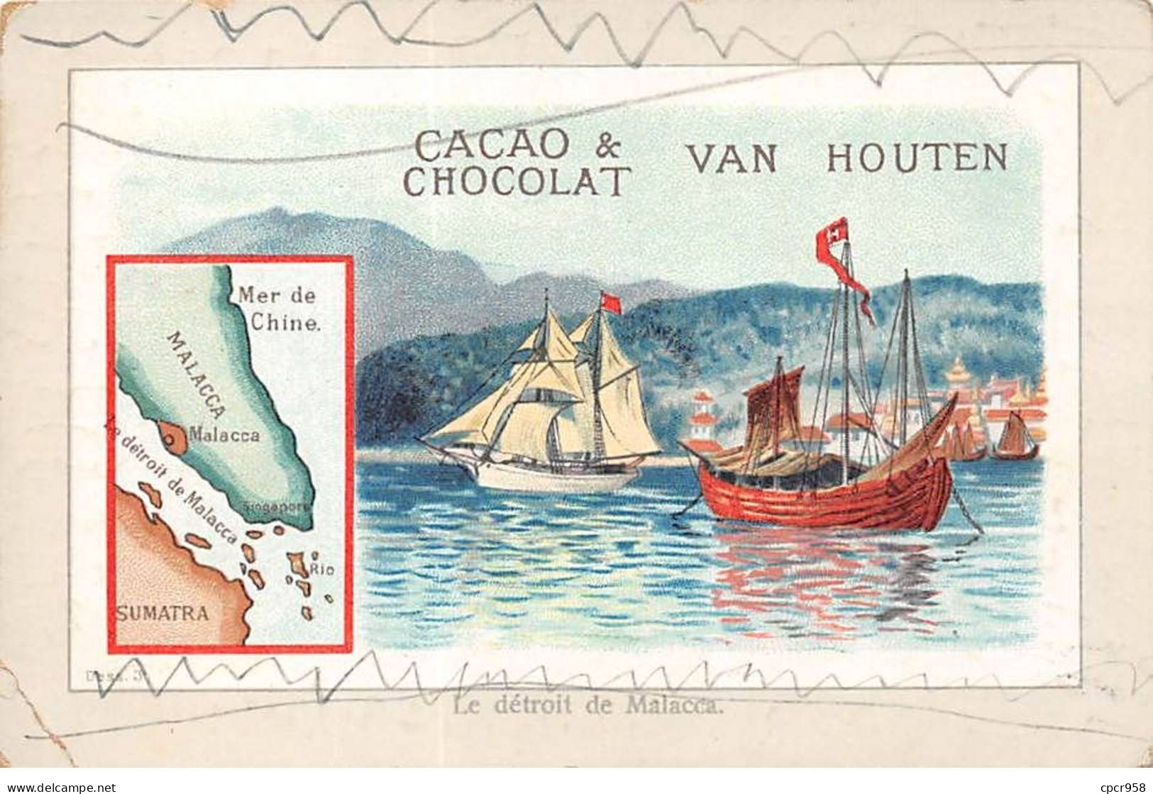 Chromos -COR11053- Chocolat Van Houten - Détroit De Malacca - Bateaux  - 8x12cm Env. - Van Houten