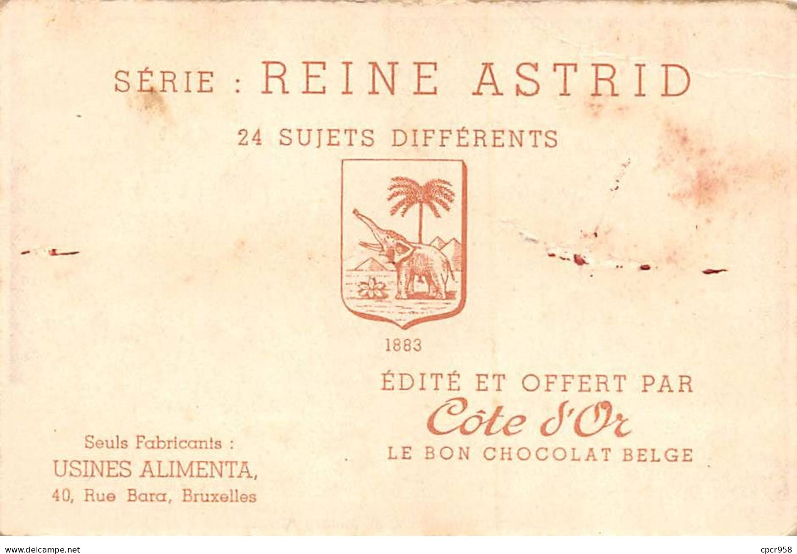 Chromos -COR11054- Chocolat Côte D'or - Reine Astrid - Roi- Centenaire De L'Institut Agronome De Gembloux - 8x12cm Env. - Côte D'Or