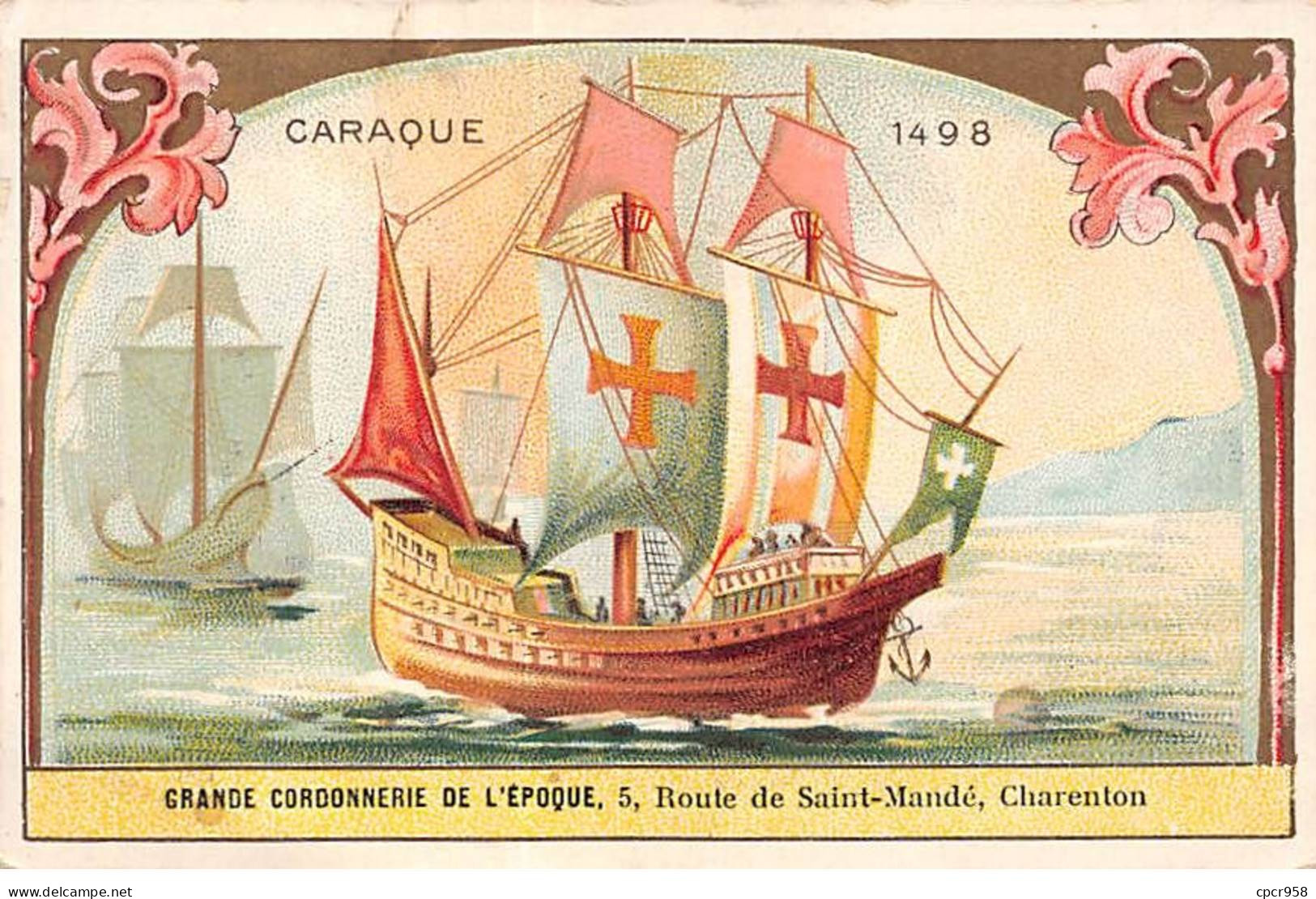 Chromos -COR10994- Cordonnerie L. Foussès - Caraque - Bateaux -  7x11cm Env. - Autres & Non Classés