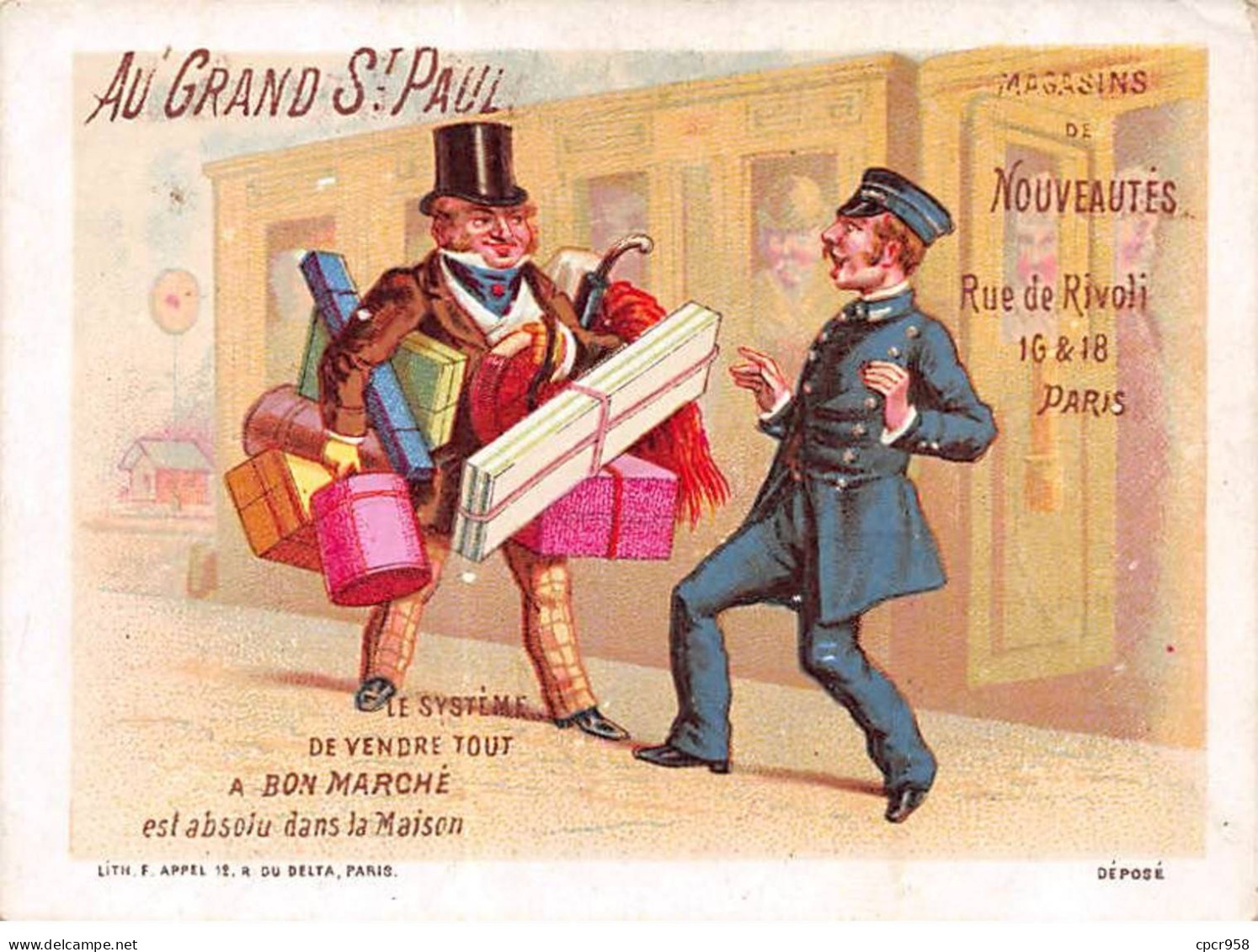 Chromos -COR10993- Au Grand St Paul- Hommes- Paquets Cadeaux- Chapeau -  7x10cm Env. - Autres & Non Classés