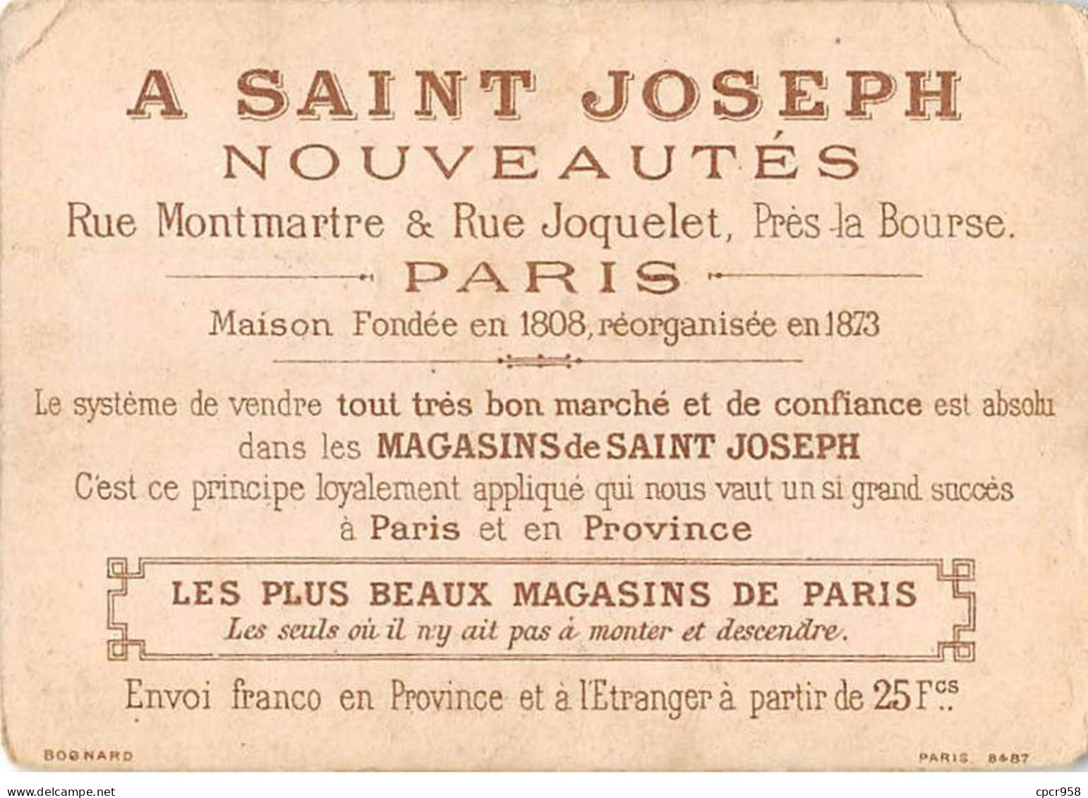 Chromos -COR10953- A Saint Joseph- Luxure- Femme- Oiseaux -  7x10cm Env. - Other & Unclassified