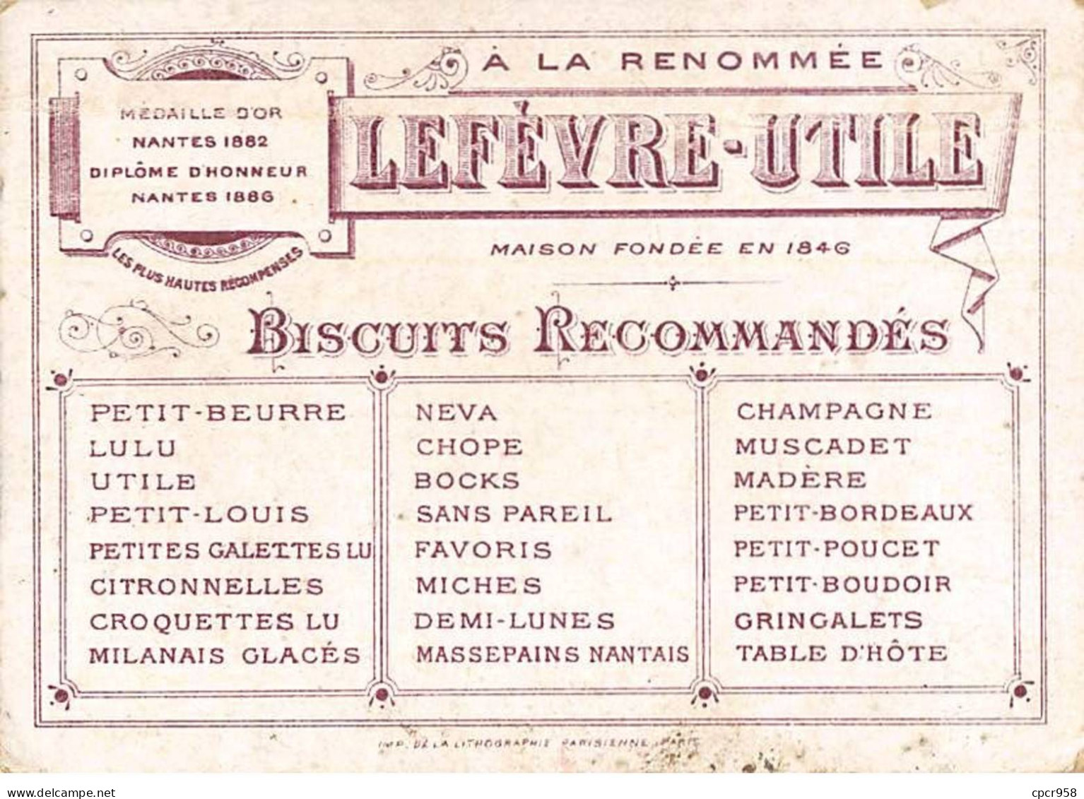 Chromos -COR10946- Biscuits LU- Le Thé Dans Le Parc- Homme- Femmes  -  7x10cm Env. - Lu