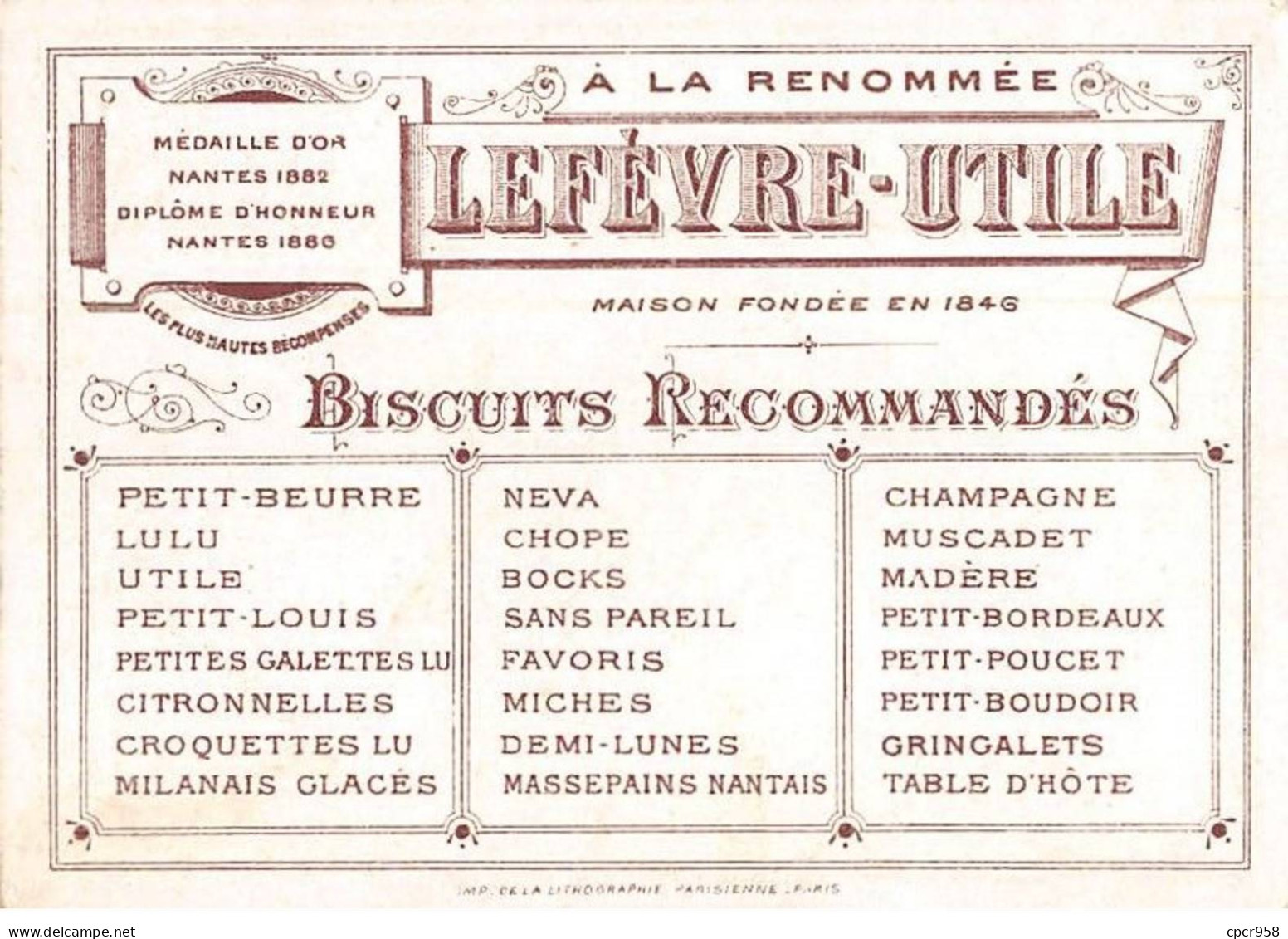 Chromos -COR10945- Biscuits LU- L'envoi- Hommes - Femme - Lettre -  7x10cm Env. - Lu