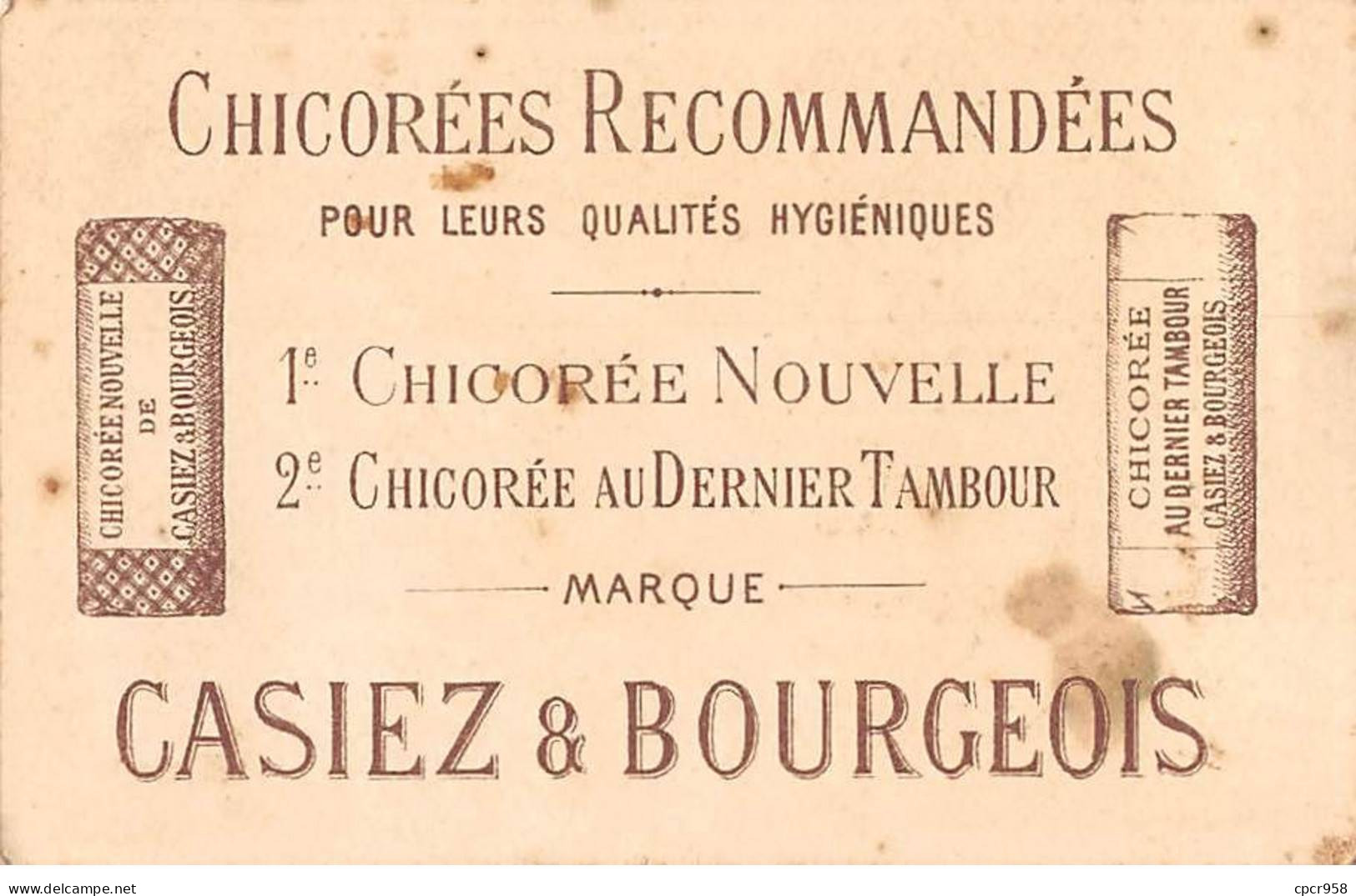 Chromos -COR10930- Chicorée Nouvelle De Casiez & Bourgeois- Tambour De Pompier - Fond Or  -  7x10cm Env. - Thé & Café