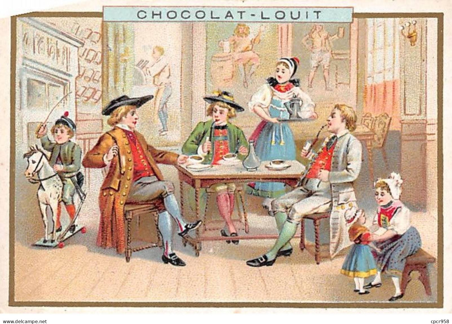 Chromos -COR10913- Chocolat Louit- Café- Hommes- Femmes- Enfants   -  7x10cm Env. - Louit