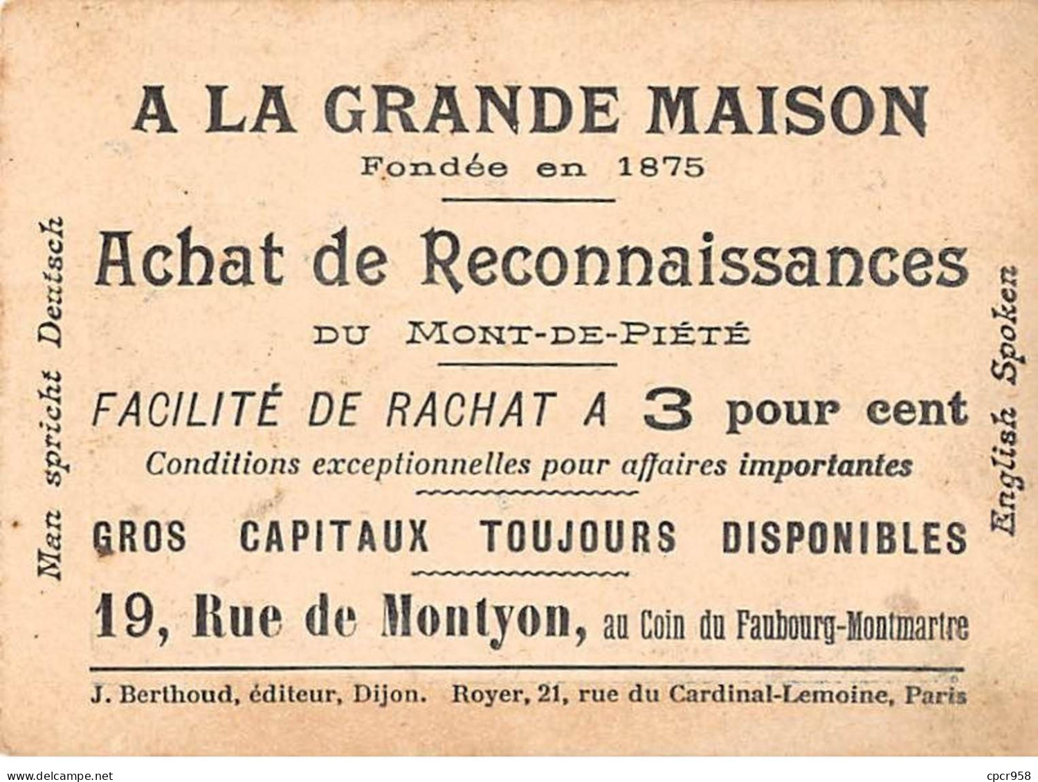 Chromos -COR10896 - A La Grande Maison- Francine Clary- Comédie Française -   7x10cm Env. - Autres & Non Classés