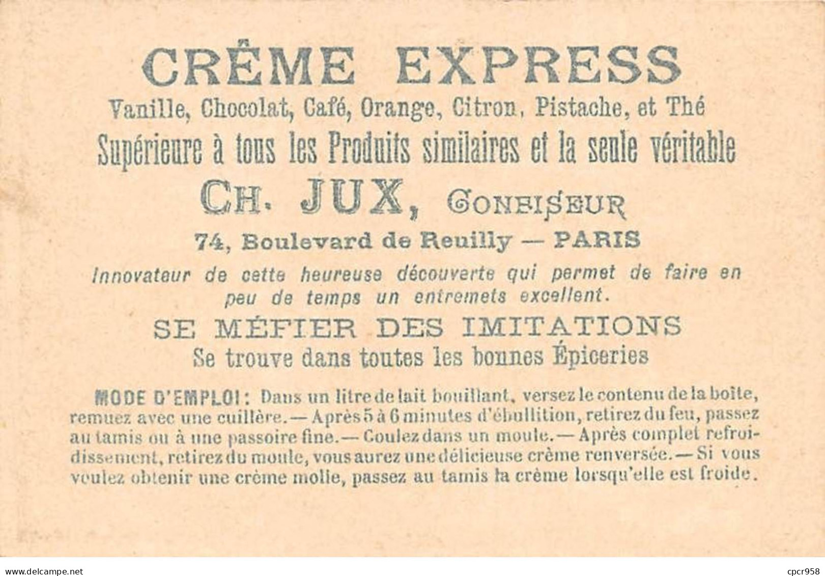 Chromos -COR10877 - Crème Express- Madame Sans-gêne-Le Maréchal Et La Maréchale Lefebvre -  7x10cm Env. - Otros & Sin Clasificación
