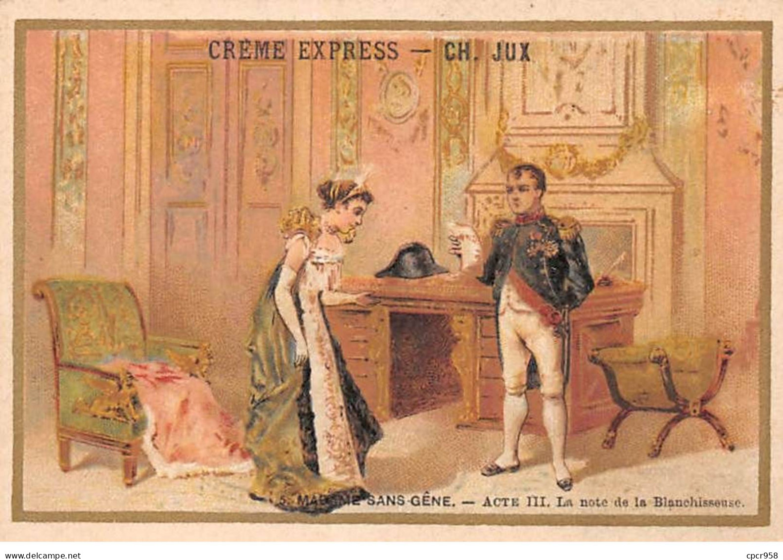 Chromos -COR10875 - Crème Express- Madame Sans-gêne-La Note De La Blanchisseuse -  7x10cm Env. - Andere & Zonder Classificatie