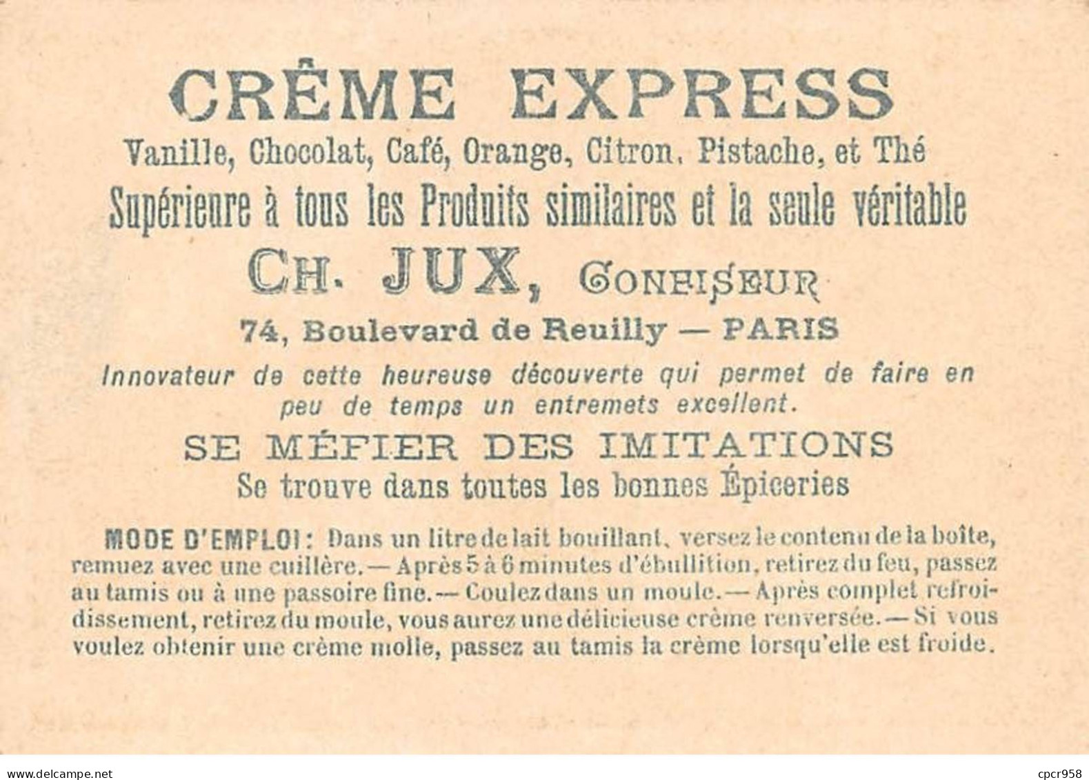 Chromos -COR10875 - Crème Express- Madame Sans-gêne-La Note De La Blanchisseuse -  7x10cm Env. - Other & Unclassified