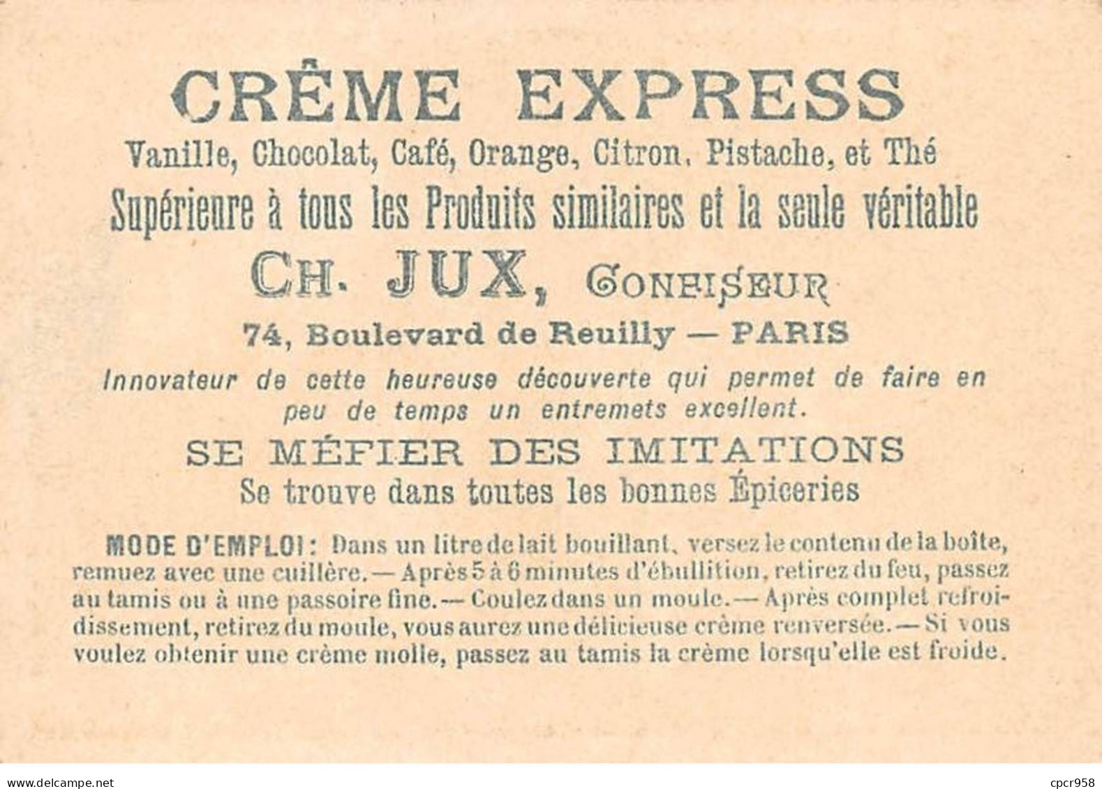 Chromos -COR10875 - Crème Express- Madame Sans-gêne-La Note De La Blanchisseuse -  7x10cm Env. - Altri & Non Classificati