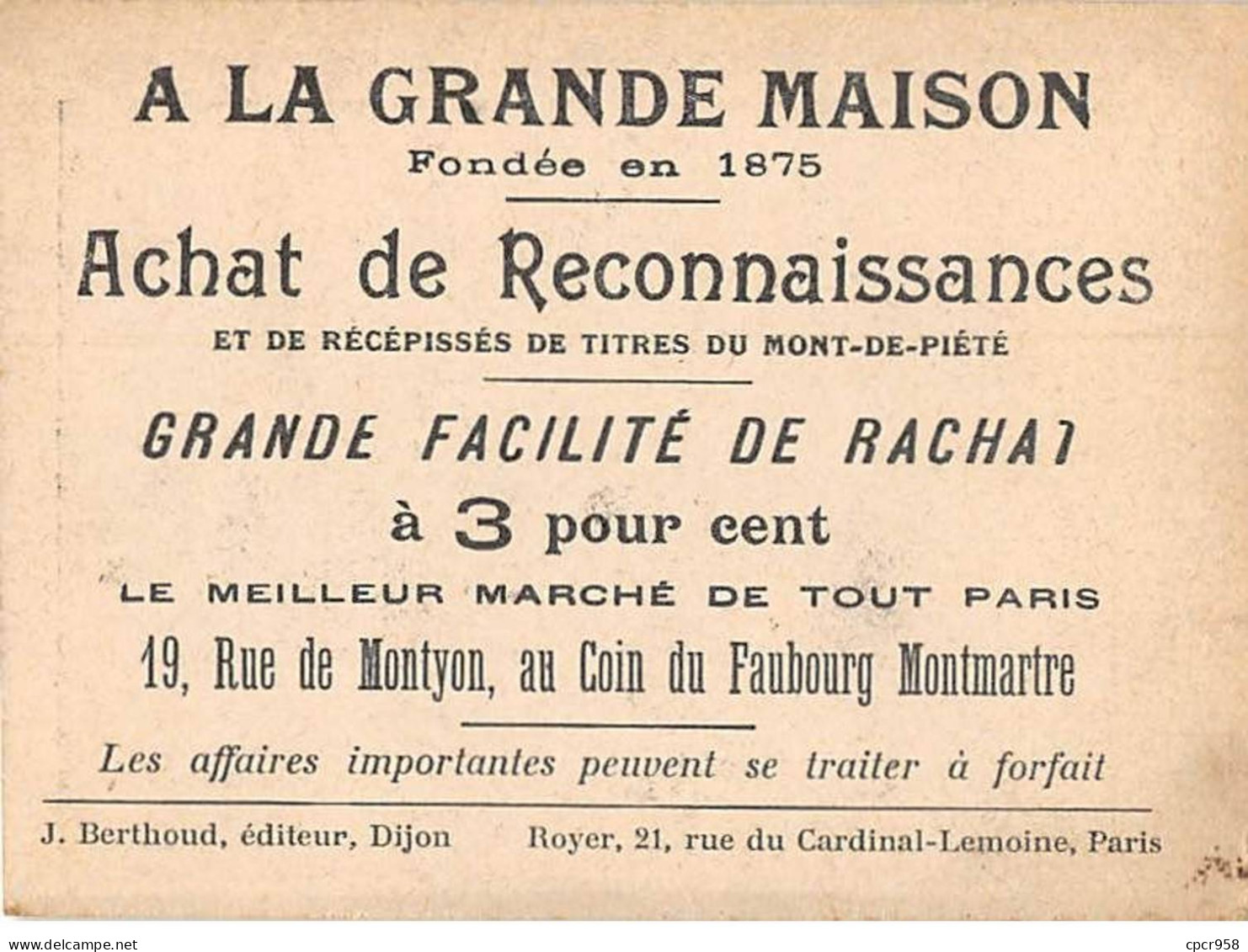 Chromos -COR10822 - A La Grande Maison- Marthe Régnier- Comédie Française - Femme  - 7x10cm Env. - Otros & Sin Clasificación