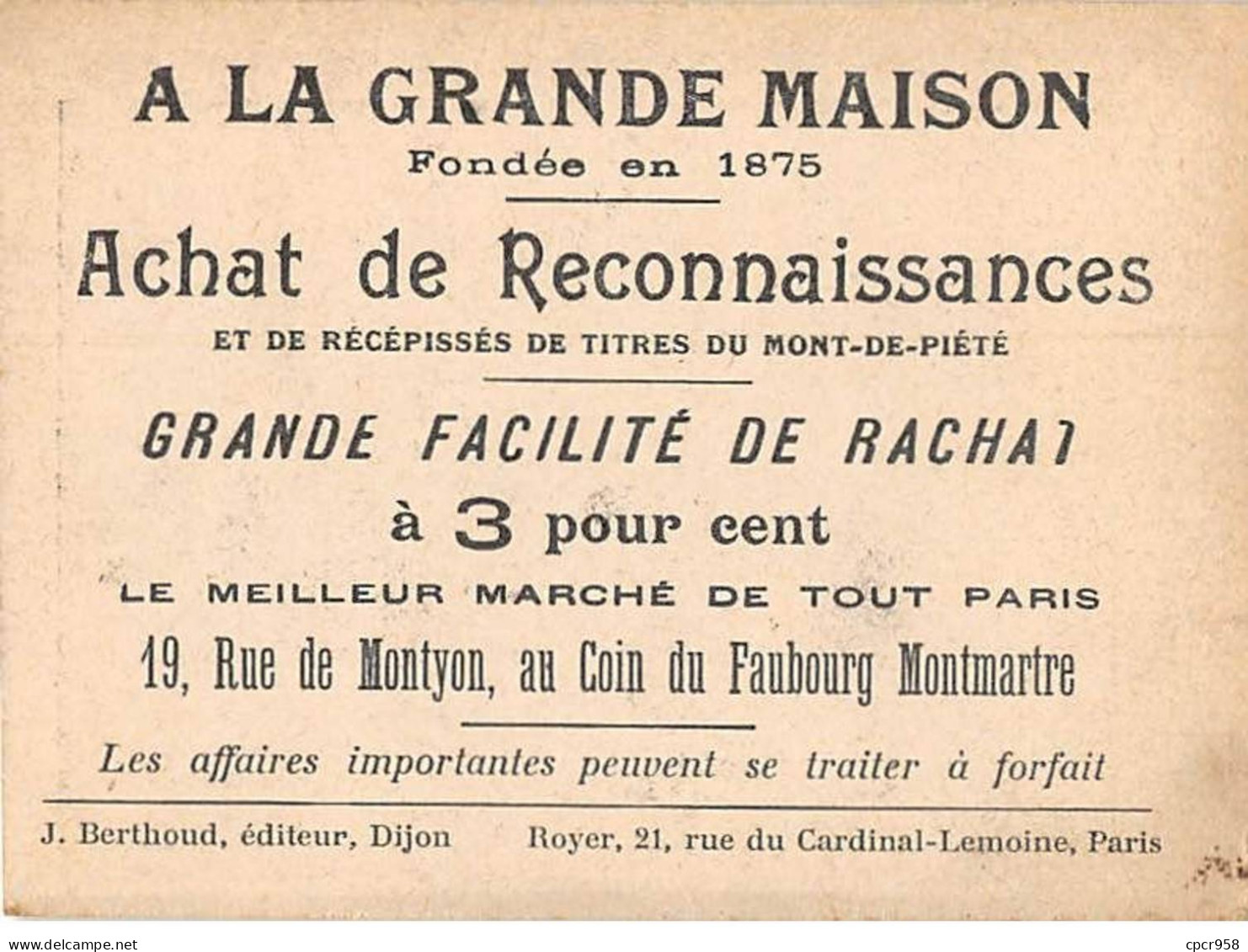 Chromos -COR10822 - A La Grande Maison- Marthe Régnier- Comédie Française - Femme  - 7x10cm Env. - Autres & Non Classés