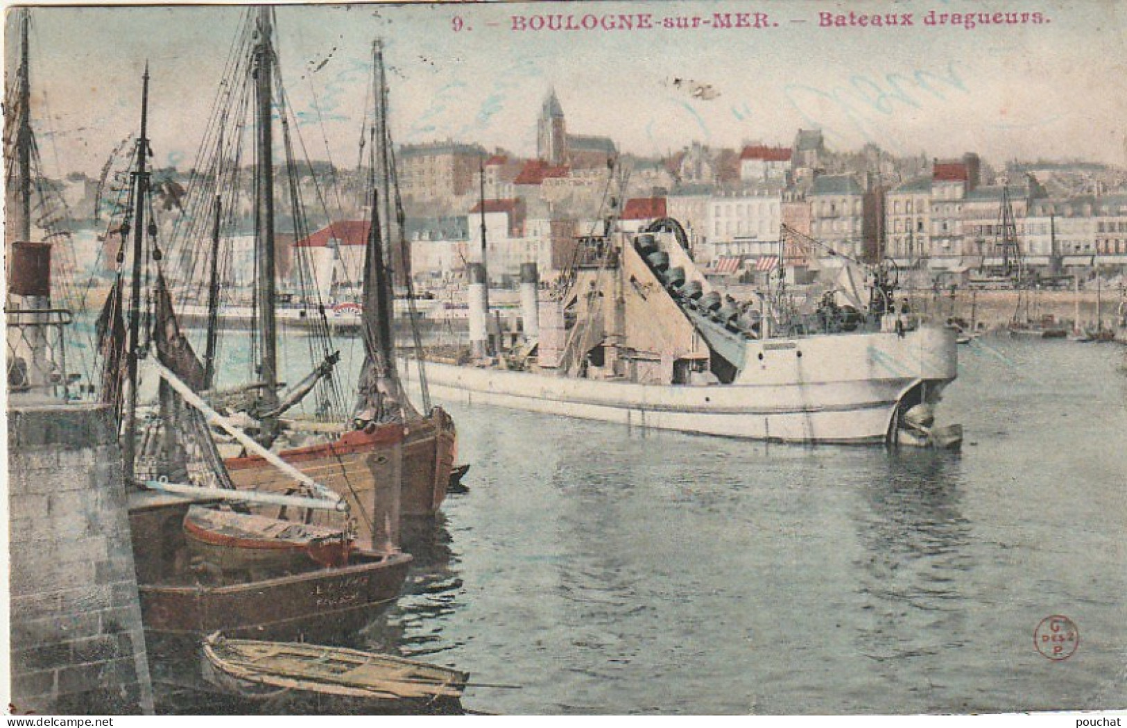 ZY 86-(62) BOULOGNE SUR MER - BATEAUX DRAGUEURS - CARTE COLORISEE - 2 SCANS - Boulogne Sur Mer