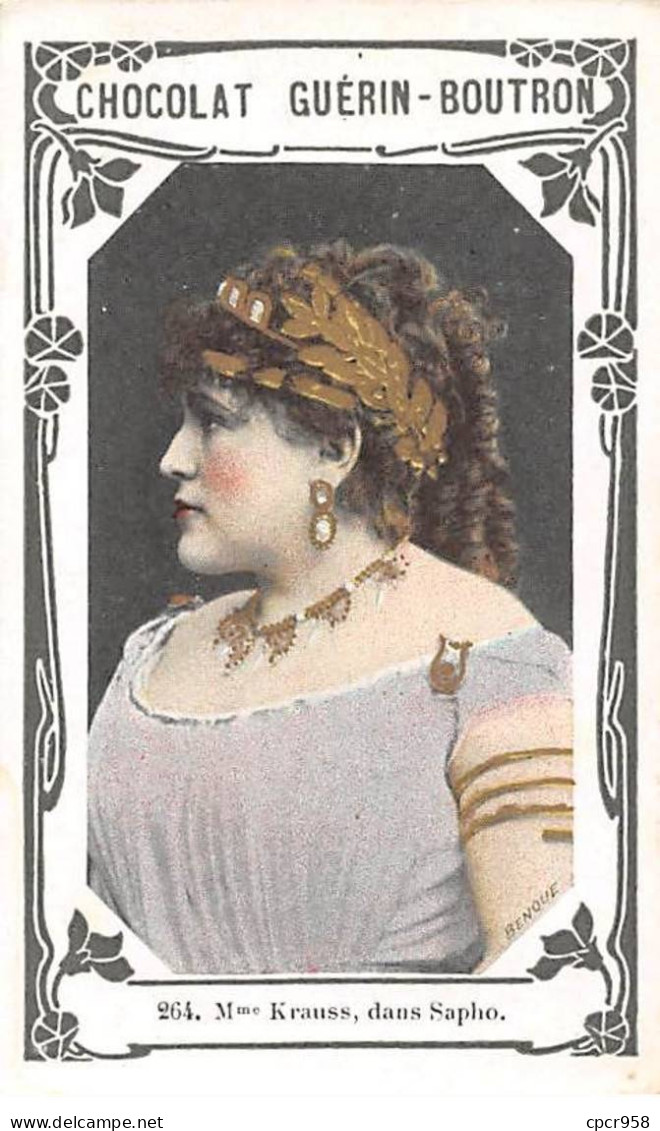 Chromos -COR11615 - Chocolat Guérin-Boutron - Madame Krauss - Dans Sapho -  6x10cm Env. - Guerin Boutron