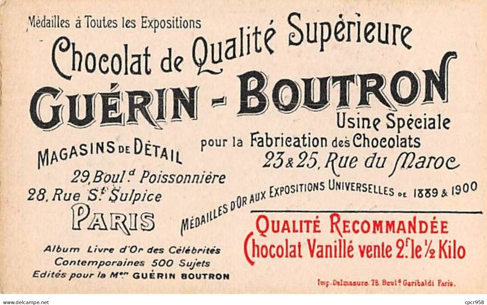 Chromos -COR11615 - Chocolat Guérin-Boutron - Madame Krauss - Dans Sapho -  6x10cm Env. - Guerin Boutron