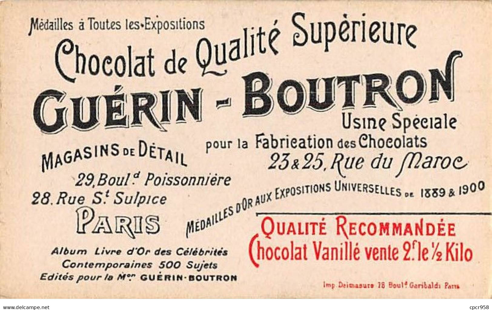 Chromos -COR11610 - Chocolat Guérin-Boutron - Alvarez - Dans Roméo Et Juliette -  6x10cm Env. - Guerin Boutron