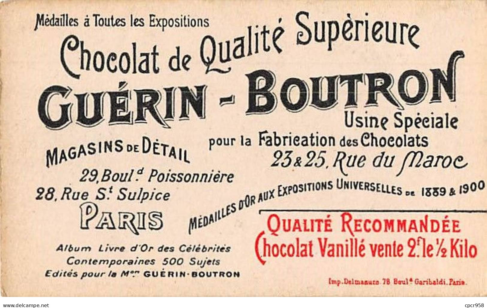 Chromos -COR11605 - Chocolat Guérin-Boutron - Renaud - Dans Tannhauser -  6x10cm Env. - Guerin Boutron