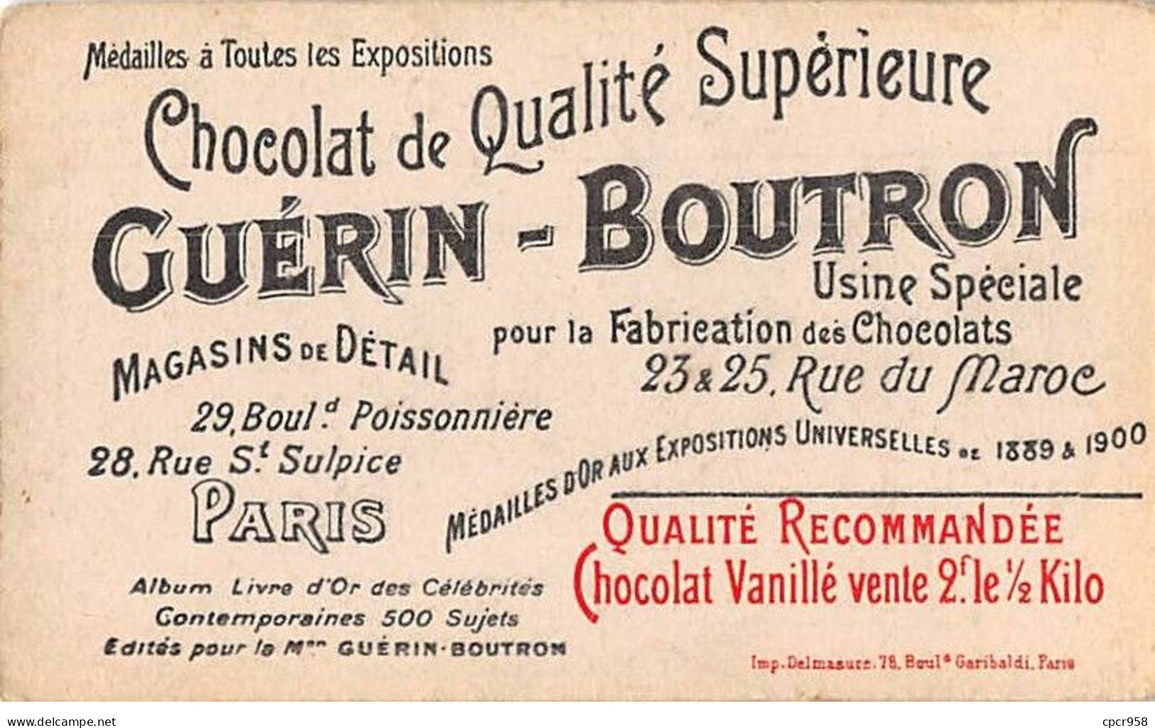 Chromos -COR11603 - Chocolat Guérin-Boutron - Gounod - Compositeur De Musique -  6x10cm Env. - Guerin Boutron