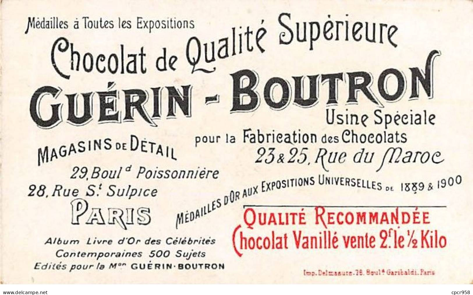 Chromos -COR11594 - Chocolat Guérin-Boutron - Maurice Barres - Académie Française -  6x10cm Env. - Guerin Boutron