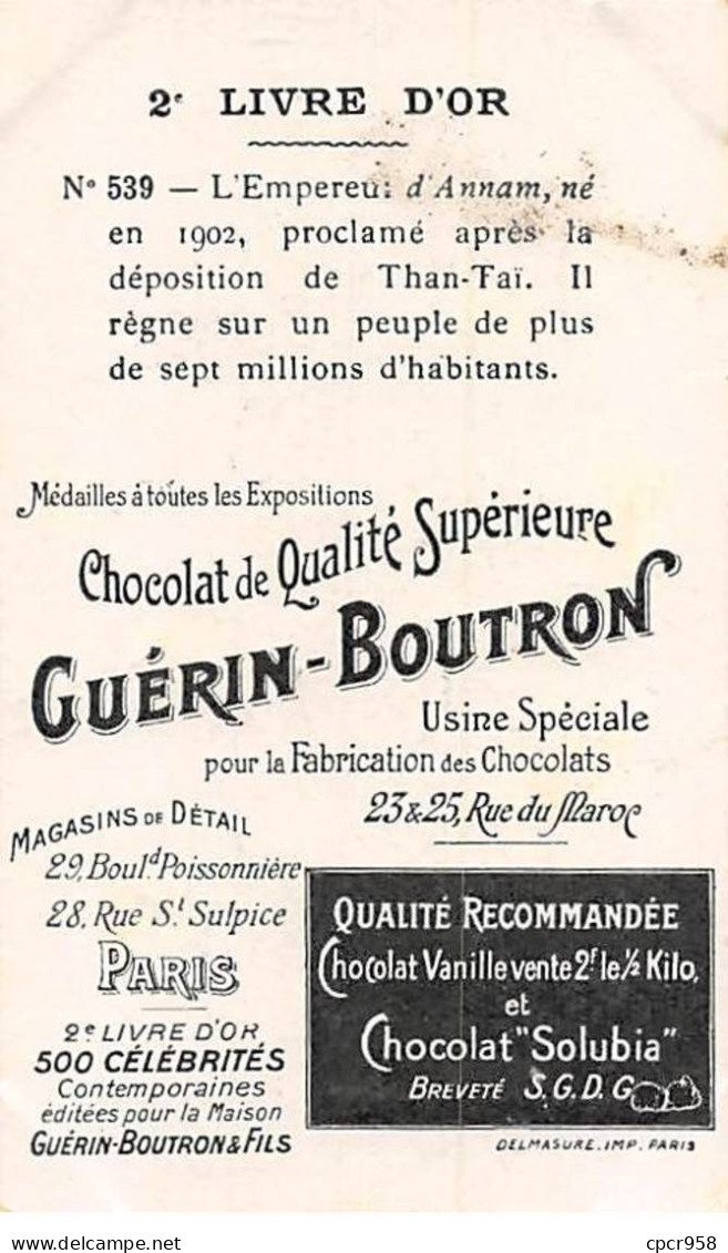 Chromos -COR11582 - Chocolat Guérin-Boutron- Empereur D'Annam -  6x10cm Env. - Guerin Boutron