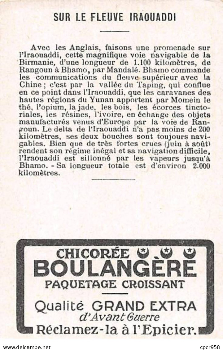 Chromos -COR11443 - Chicorée Boulangère - Fleuve Iraouaddi - Bateaux -  7x10cm Env. - Thee & Koffie