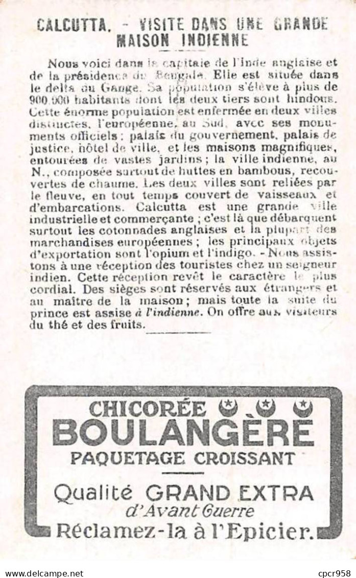 Chromos -COR11441 - Chicorée Boulangère - Calcutta - Maison Indienne - Hommes - Femmes -  7x10cm Env. - Tea & Coffee Manufacturers