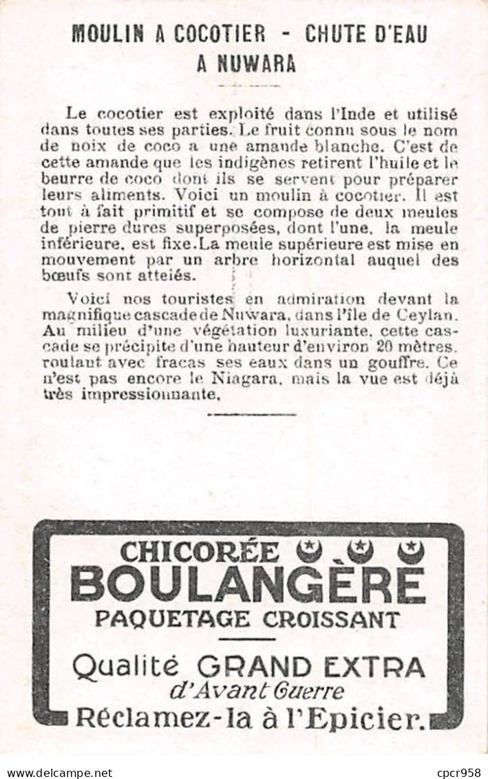 Chromos -COR11433 - Chicorée Boulangère - Moulin à Cocotiers- Chutes D'eau - Ceylan  -  7x10cm Env. - Tè & Caffè