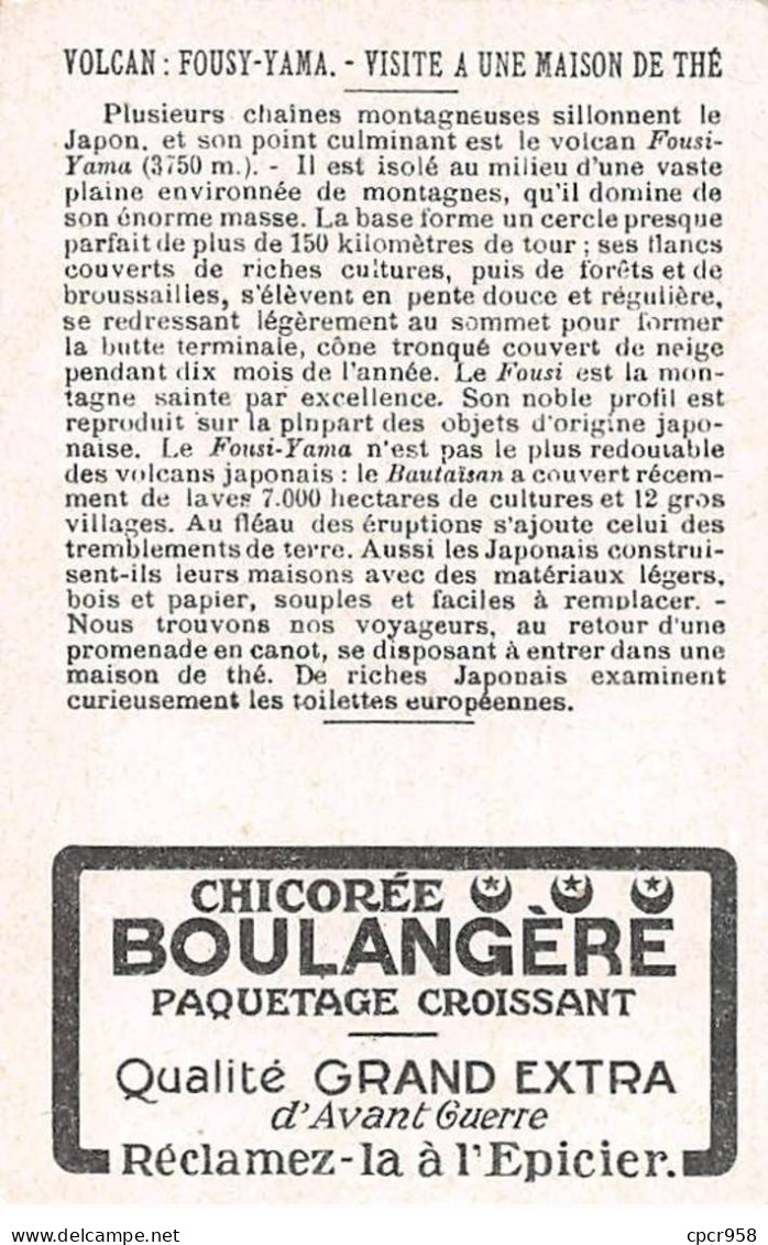 Chromos -COR11434 - Chicorée Boulangère - Volcan Fousi-Yama - Bateau - Femmes - Hommes - Thé -  7x10cm Env. - Thé & Café