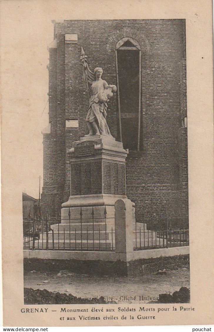 ZY 86-(62) GRENAY - MONUMENT ELEVE AUX SOLDATS MORTS POUR LA PATRIE ET AUX VICTIMES CIVILES DE LA GUERRE - 2 SCANS - Other & Unclassified