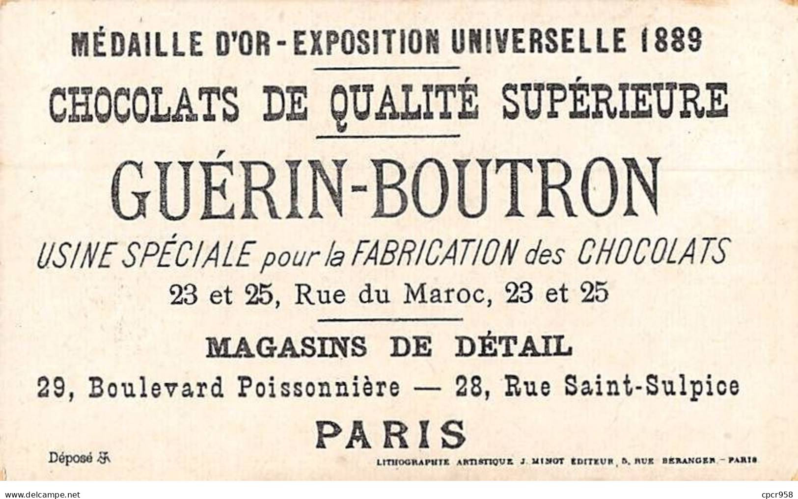 Chromos -COR11395 - Chocolat Guérin-Boutron - Garçons- Tracé De L'Oeuf - Chevalet  -  10x6cm Env. - Guerin Boutron
