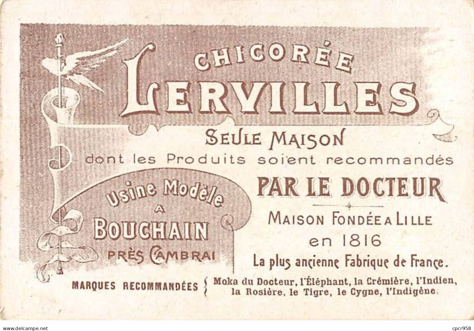 Chromos -COR11399 - Chicorée Lervilles - Moines - Chien Pêcheur -  10x7cm Env. - Té & Café