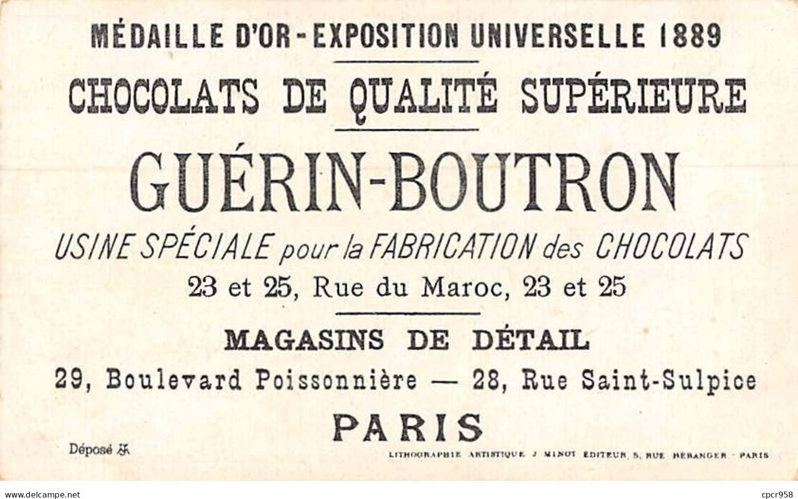 Chromos -COR11392 - Chocolat Guérin-Boutron - Fille- Garçon - Verre - Ciseau - Bassine  -  10x6cm Env. - Guerin Boutron