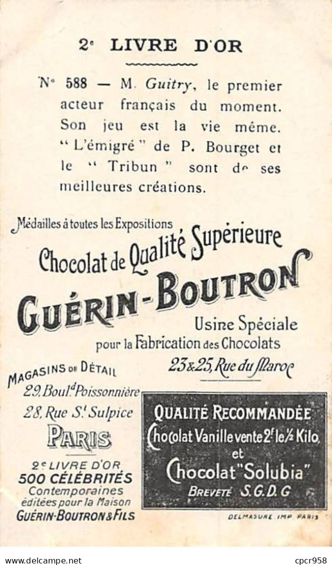 Chromos -COR11383 - Chocolat Guérin-Boutron - Guitry - Porte St-Martin  -  10x6cm Env. - Guerin Boutron