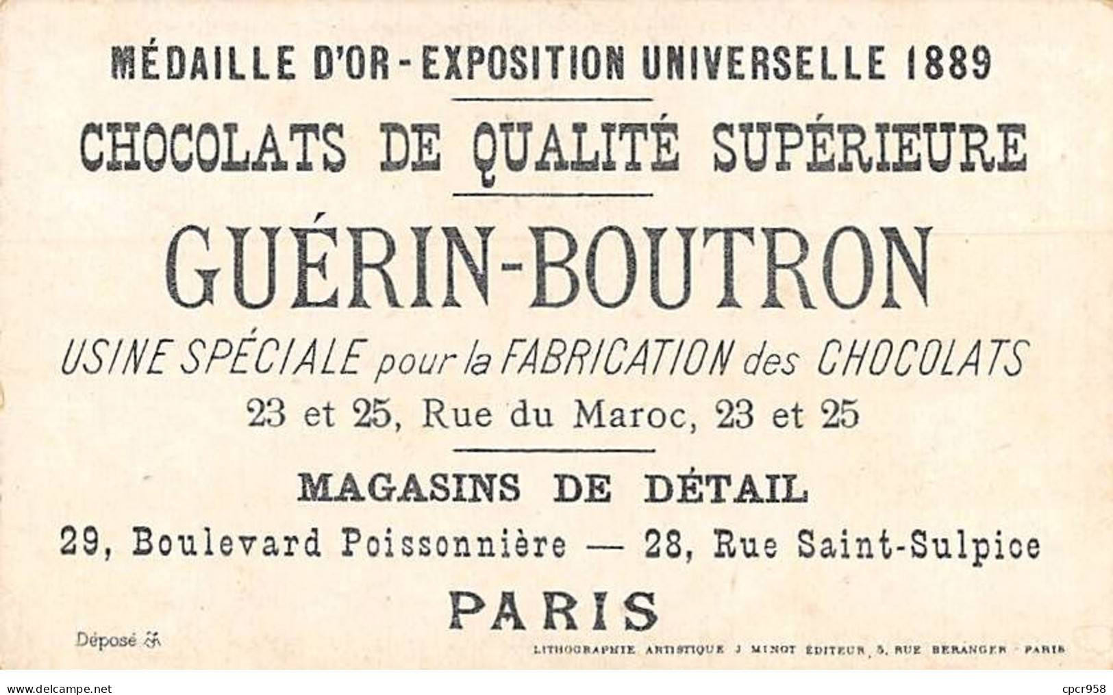 Chromos -COR11390 - Chocolat Guérin-Boutron - Hommes - Bouteille- Compressibilité De L'air -  10x6cm Env. - Guerin Boutron