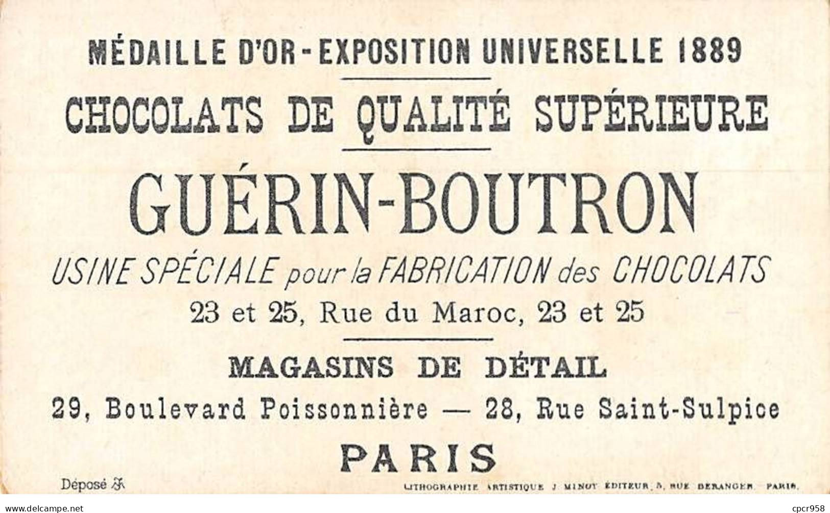 Chromos -COR11387 - Chocolat Guérin-Boutron - Garçon - Fille - Tourniquet Hydraulique -  10x6cm Env. - Guérin-Boutron