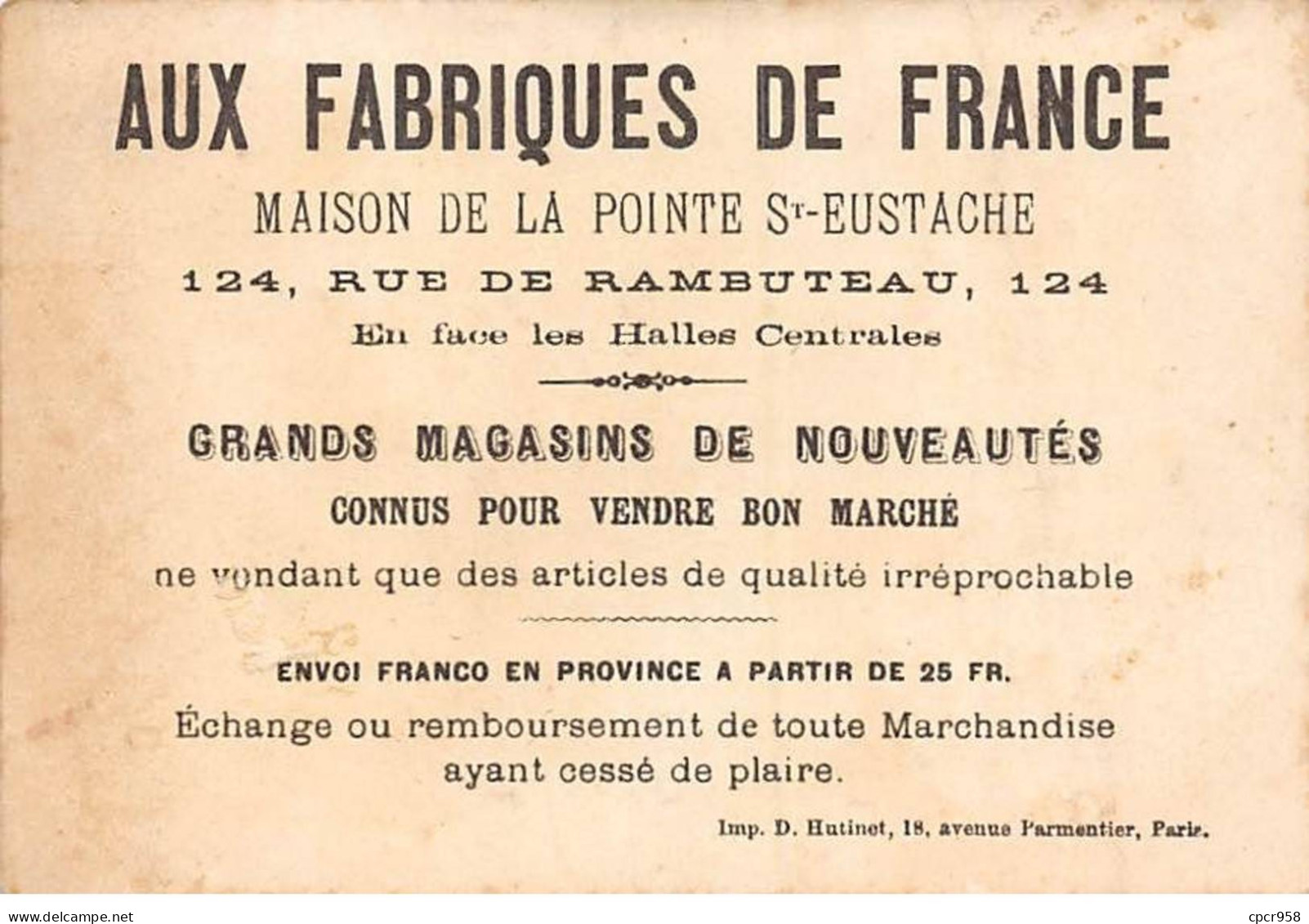 Chromos -COR11397 - Aux Fabriques De France - Passeport Belge - Hommes - Femme - Drapeau Belge  -  11x7cm Env. - Otros & Sin Clasificación