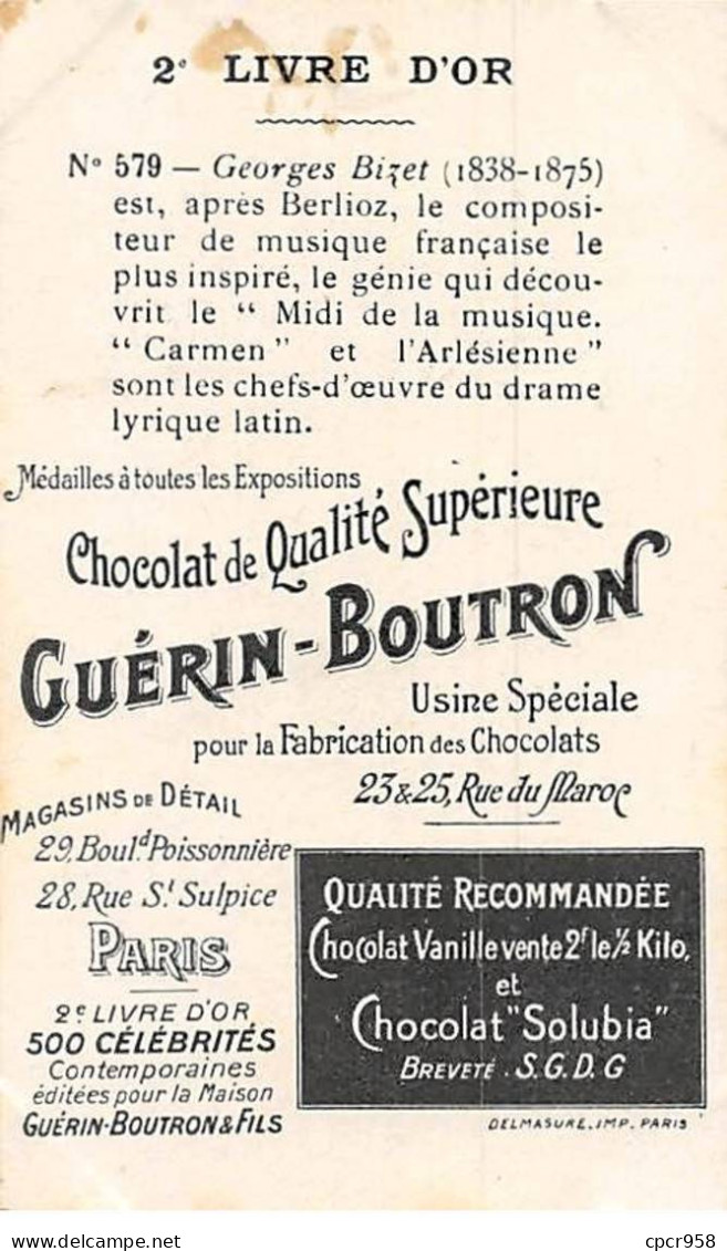 Chromos -COR11378 - Chocolat Guérin-Boutron - Bizet - Compositeur De Musique  -  10x6cm Env. - Guérin-Boutron