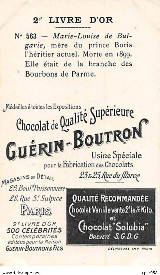Chromos -COR11369 - Chocolat Guérin-Boutron - Princesse Louise De Bourbon De Bulgarie -  10x6cm Env. - Guérin-Boutron