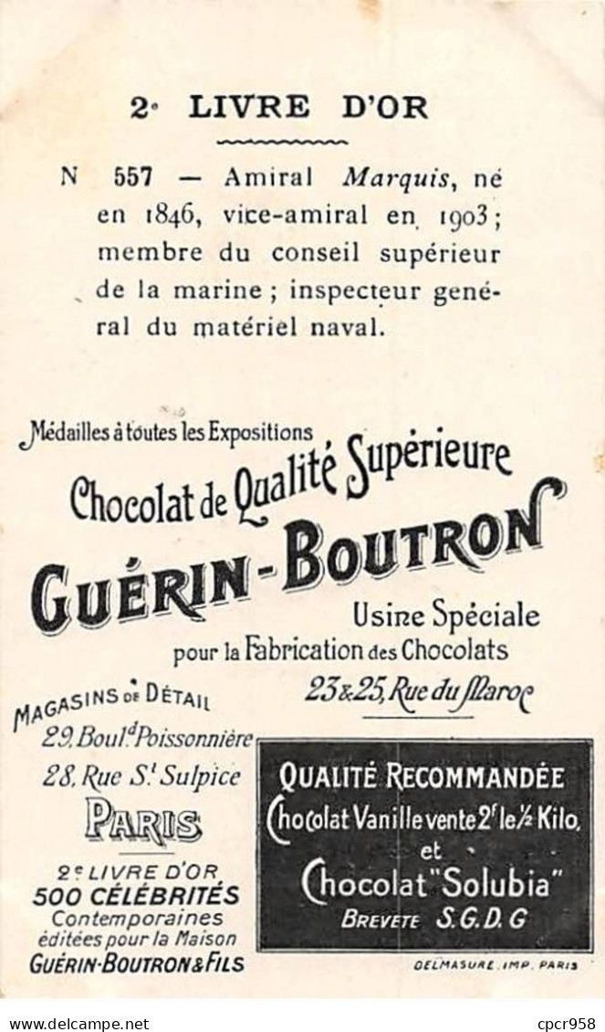 Chromos -COR11366 - Chocolat Guérin-Boutron - Amiral Marquis -  10x6cm Env. - Guerin Boutron