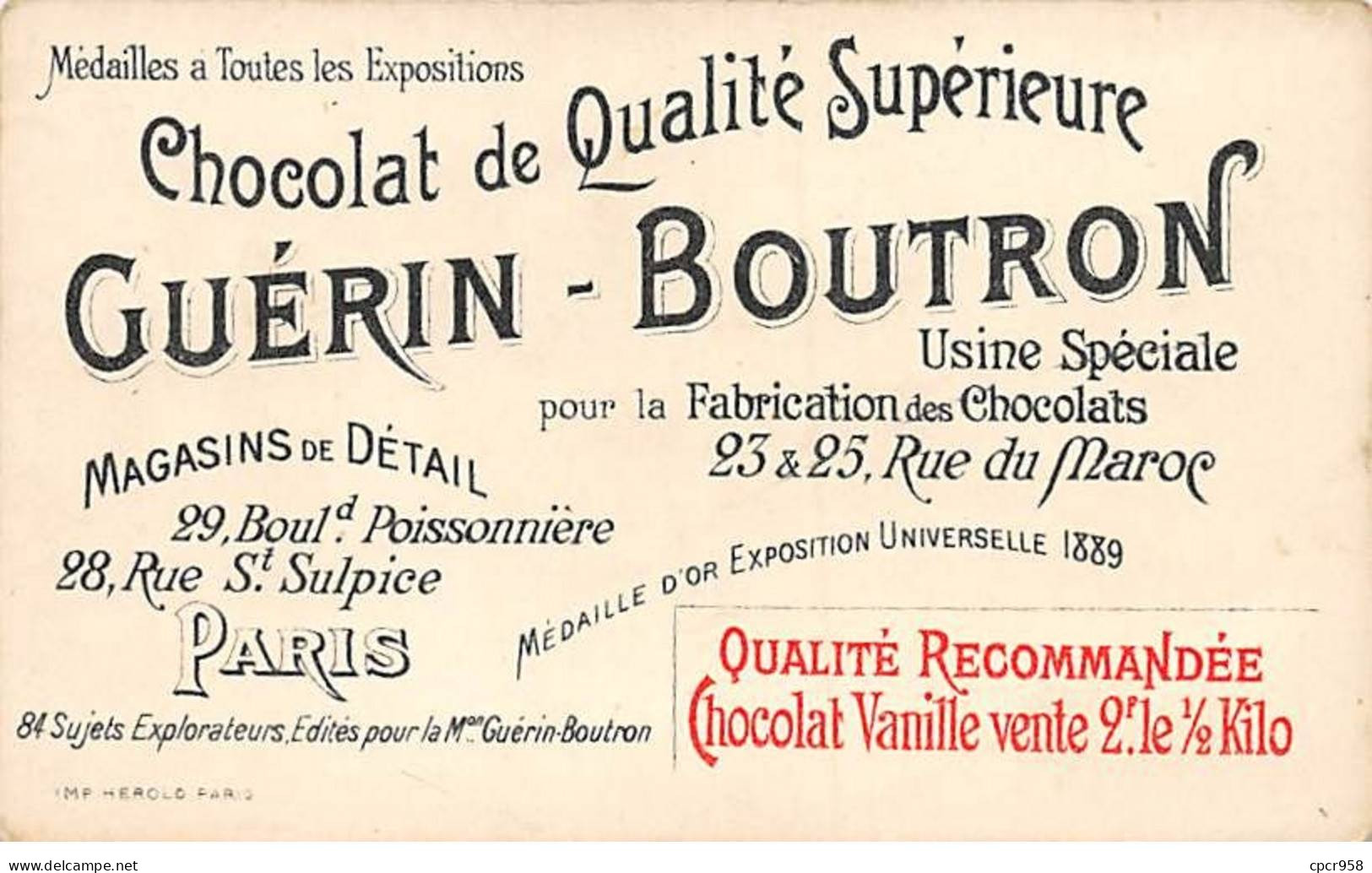 Chromos -COR11338 - Chocolat Guérin-Boutron - Clozel - Maisons - Végétation - Homme - 10x6cm Env. - Guérin-Boutron