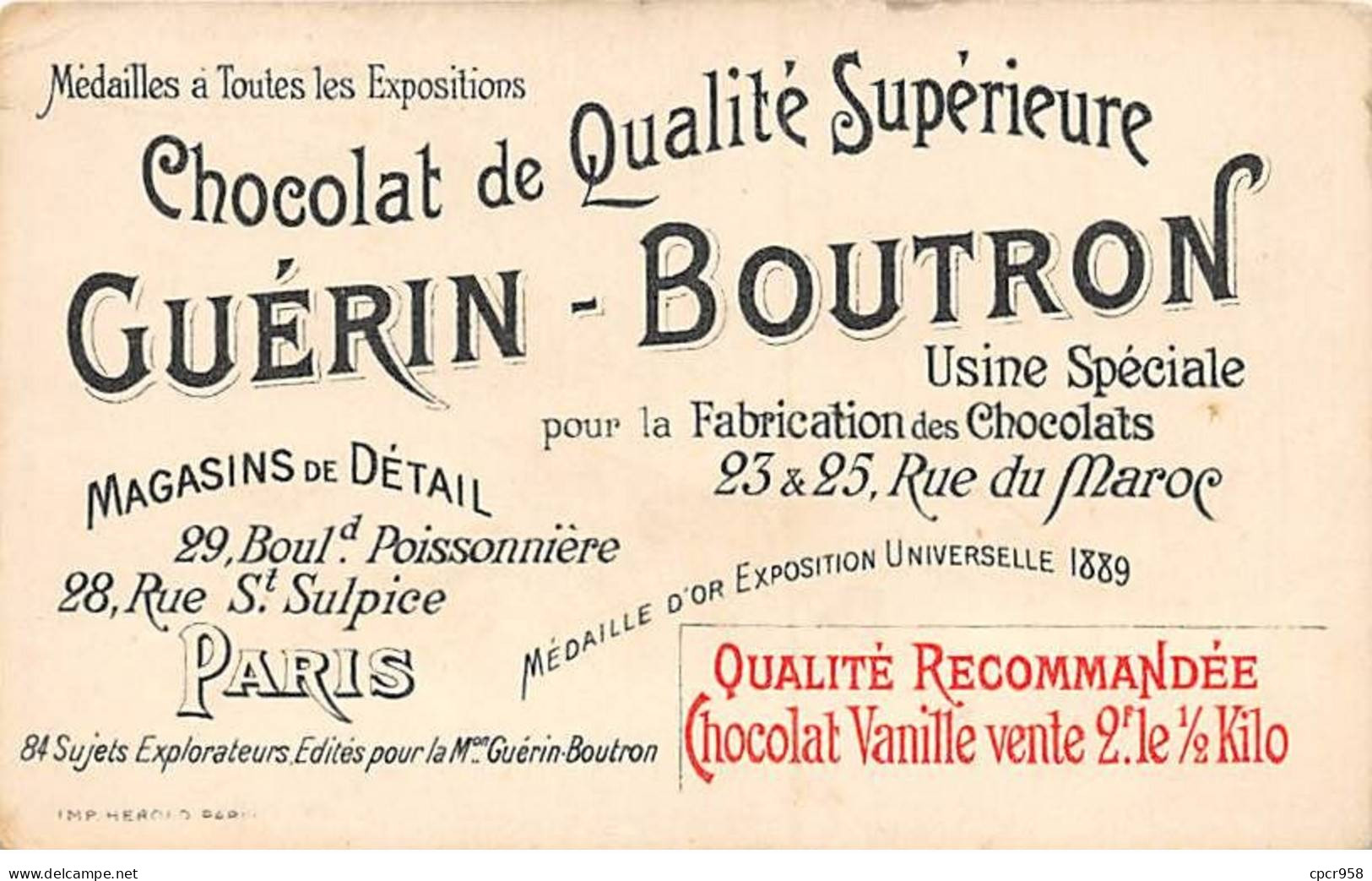 Chromos -COR11340 - Chocolat Guérin-Boutron - Nansen - Pôle Nord -  Expédition - Hommes - Chiens - 10x6cm Env. - Guérin-Boutron