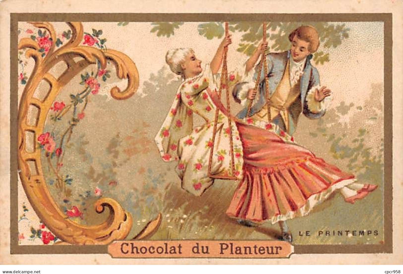 Chromos -COR11318 - Chocolat Du Planteur - Fleurs - Femme - Homme - Balançoire -  10x6cm Env. - Sonstige & Ohne Zuordnung