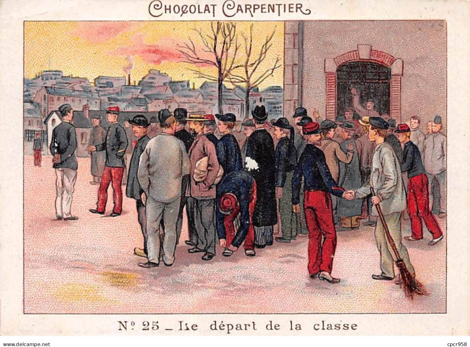 Chromos -COR11253 - Chocolat Carpentier - Le Départ De La Classe - Hommes - Soldats - 8x11cm Env. - Sonstige & Ohne Zuordnung