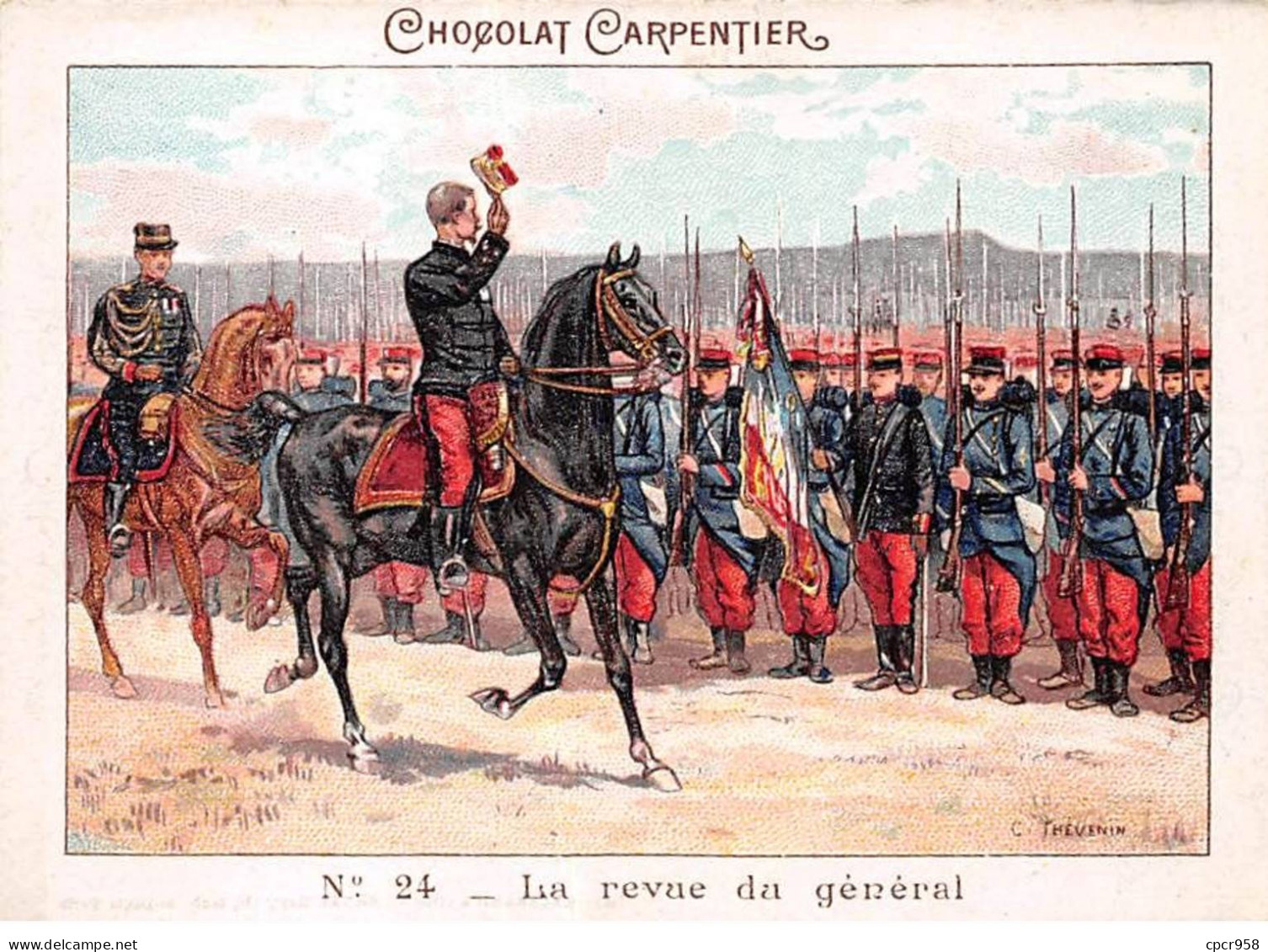 Chromos -COR11252 - Chocolat Carpentier - La Revue Du Général - Hommes - Soldats -  Cheval - 8x11cm Env. - Sonstige & Ohne Zuordnung