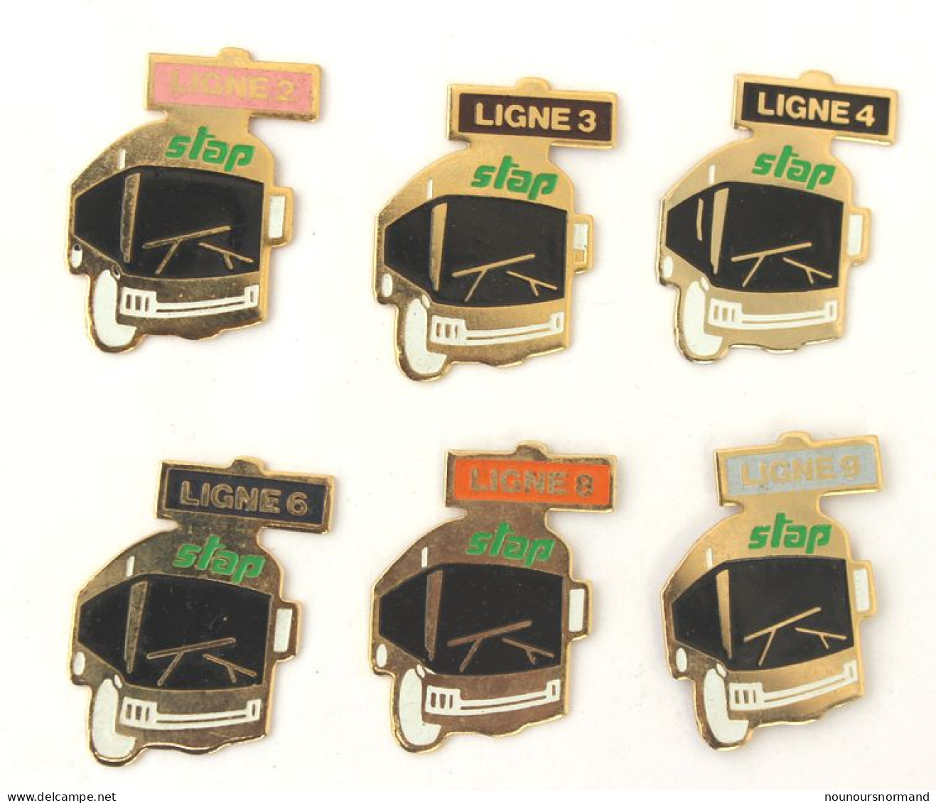 Lot De 6 Pin's BUS De La STAP - Société Des Transports De L'Agglomération Paloise - Lignes 2,3,4,6,8,et 9 - N223 - Transport Und Verkehr