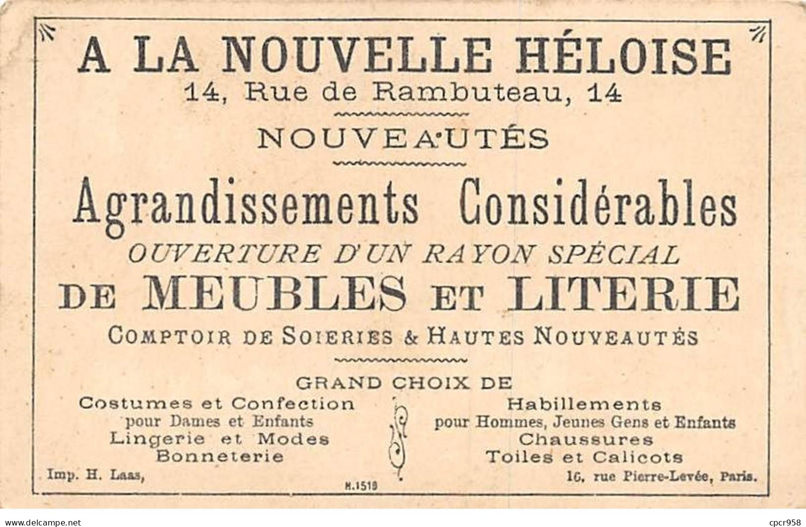 Chromos - COR10195 - A La Nouvelle Héloise - Un Convive Inattendu -   6x10 Cm Environ - Autres & Non Classés