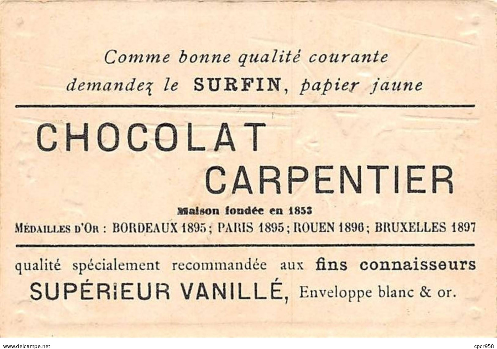 Chromos - COR10191 - Chocolat Carpentier - Scène De Corrida -   6x10 Cm Environ - Otros & Sin Clasificación