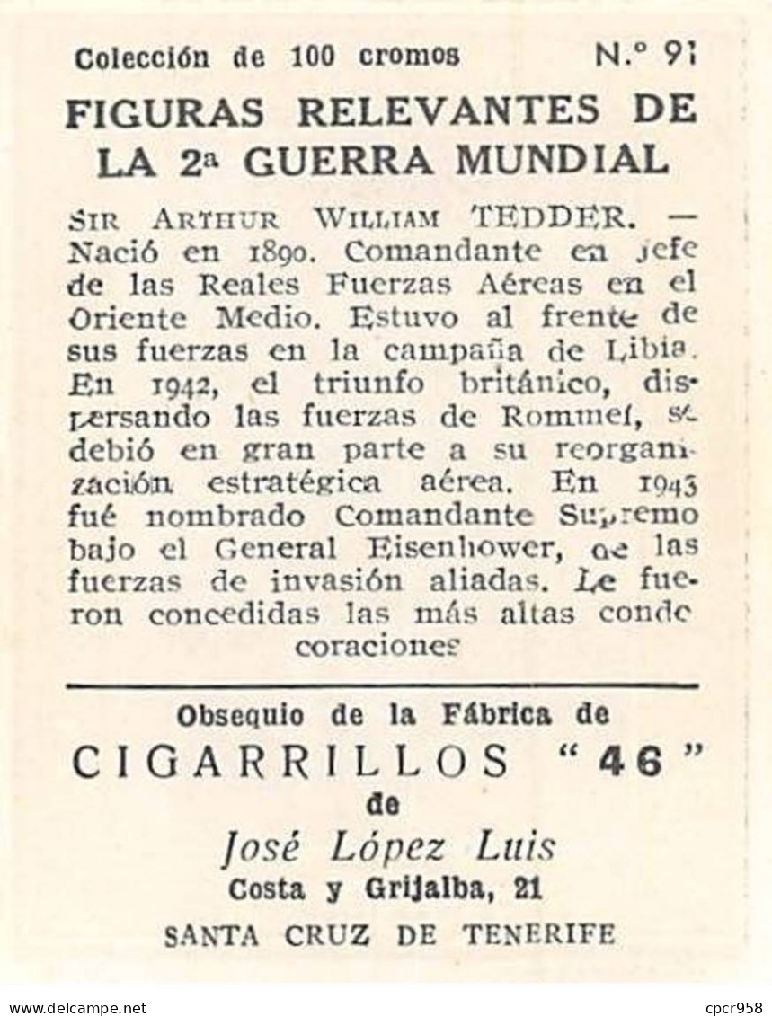 Chromos - COR10037 - Figuras Relevantes De La 2a Guerra Mundial - Sir AW. Tedder - 5x7 Cm Environ - Otros & Sin Clasificación